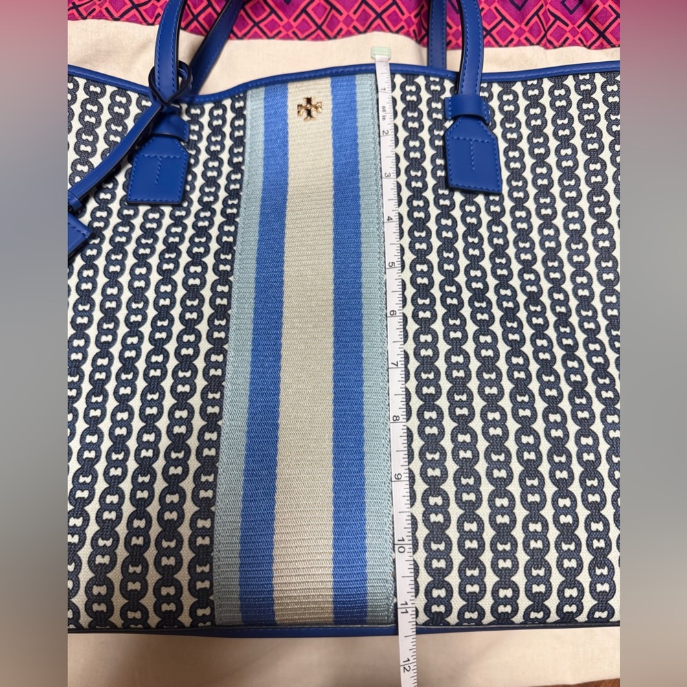 Tory Burch Blue and Cream Women's Tote Bag - Picture 9 of 10
